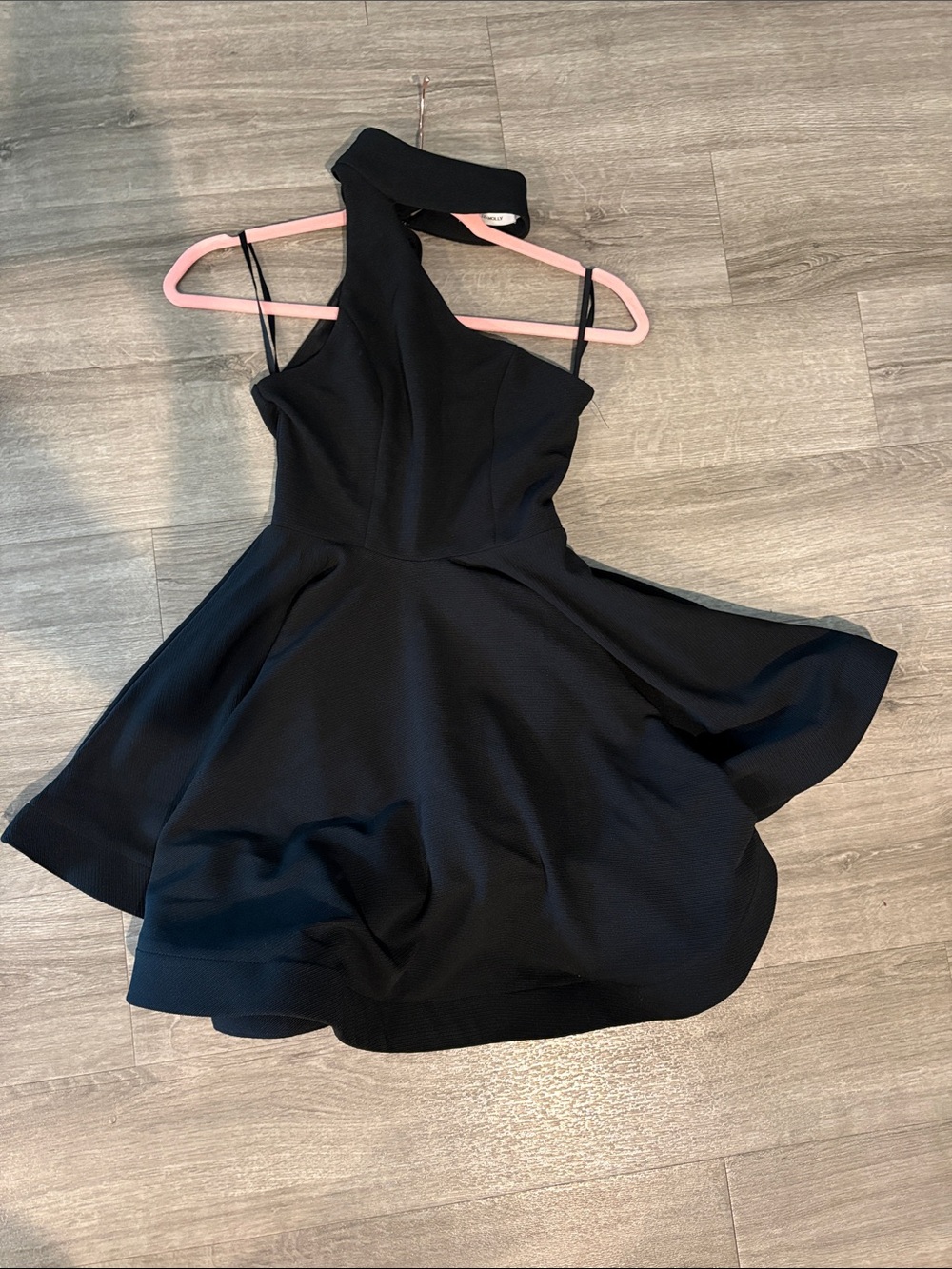 Women's Black One-Shoulder Fit & Flare Dress